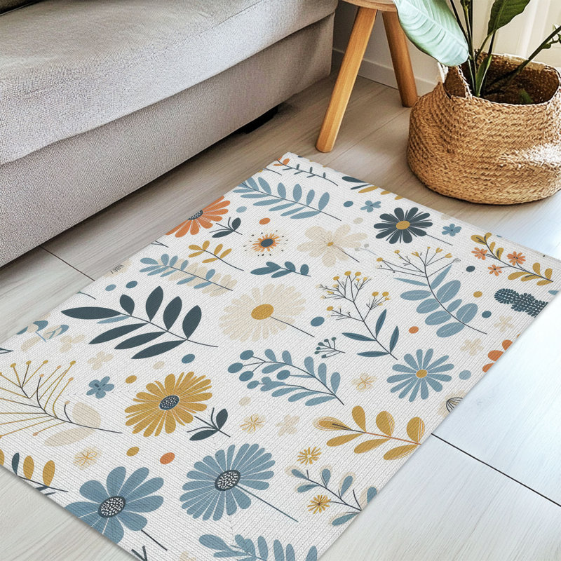 Tapis tressé Golden Summer Blooms, Rectangulaire 3 pi x 5 pi