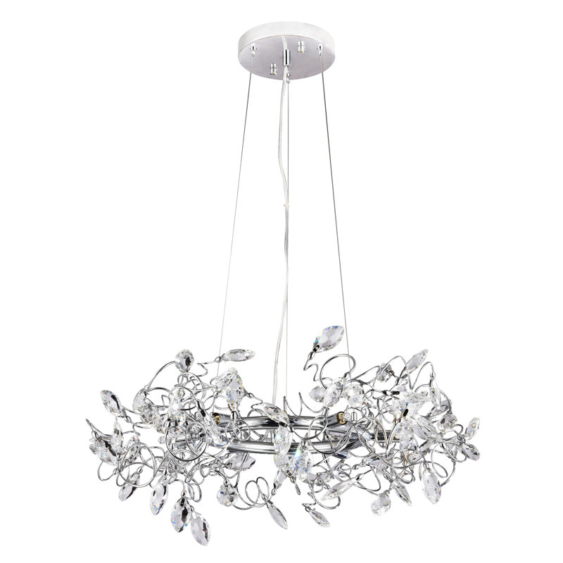 6-Light Chrome Chandelier With Clear Crystals