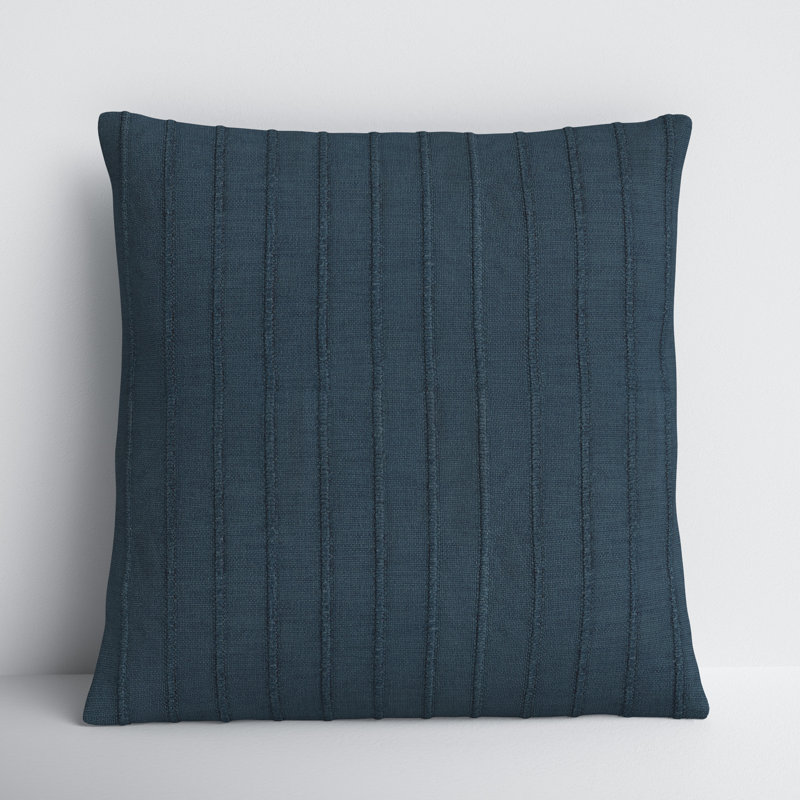 Dark Blue Polyester and Faux Leather Square Pillow Set