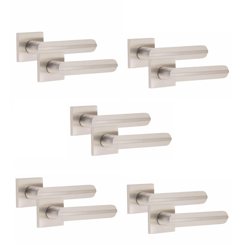 5 Pairs Modern Lima Design Premium Door Handles on Square Rose
