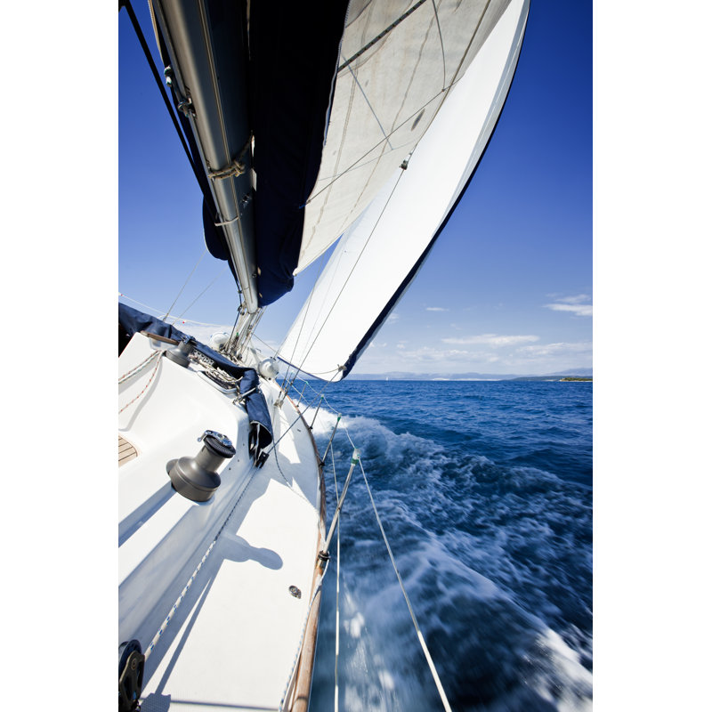 Sailing In The Wind With Sailboat by Mbbirdy - No Frame Print on Canvas, 76cm H x 51cm W