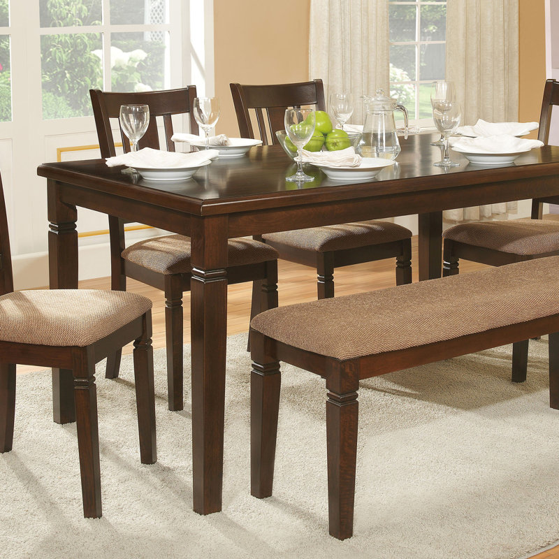 5Pc Transitional Style Dining Furniture Set Table And 4X Side Chairs Fabric Upholstered Seat Espresso Finish Wood (Dining Set)