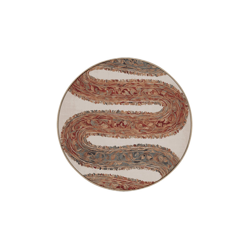 Tapis brun soyeux et moelleux, Rond 3 pi