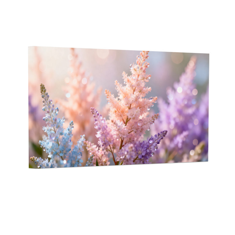 Plantes et fleurs fleurs pastel douces dans une douce lumière, H 12 po x l 18 po, Toile tendue, Ne s’applique pas