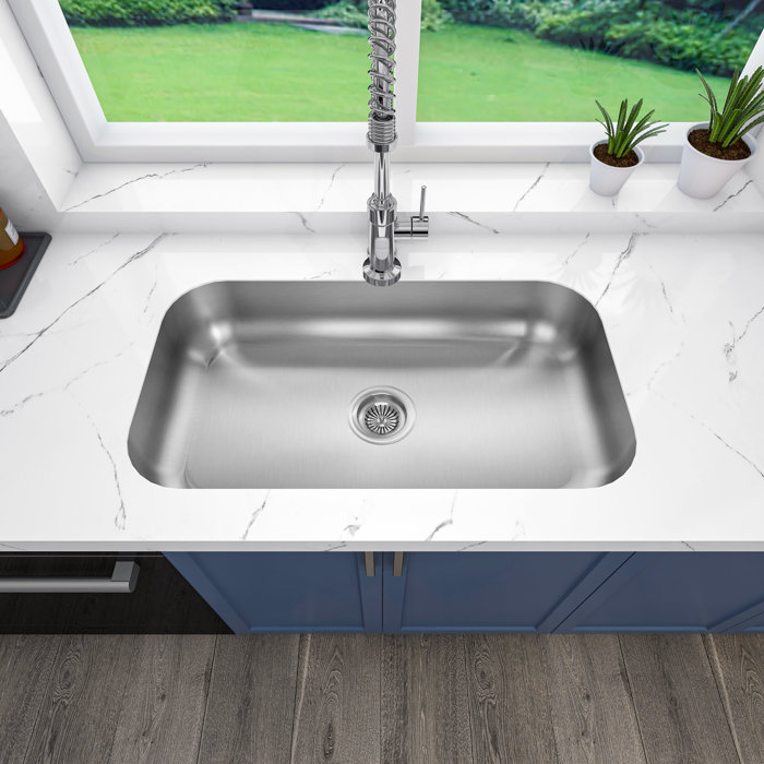 Sinber 30" x 18" Undermount Single Bowl Kitchen Sink with 18 Gauge 304 ...