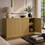 Buffet de 159 cm avec rangement, meuble de rangement à 4 portes et étagères, dosseret en bois pour salon et cuisine-1150463783
