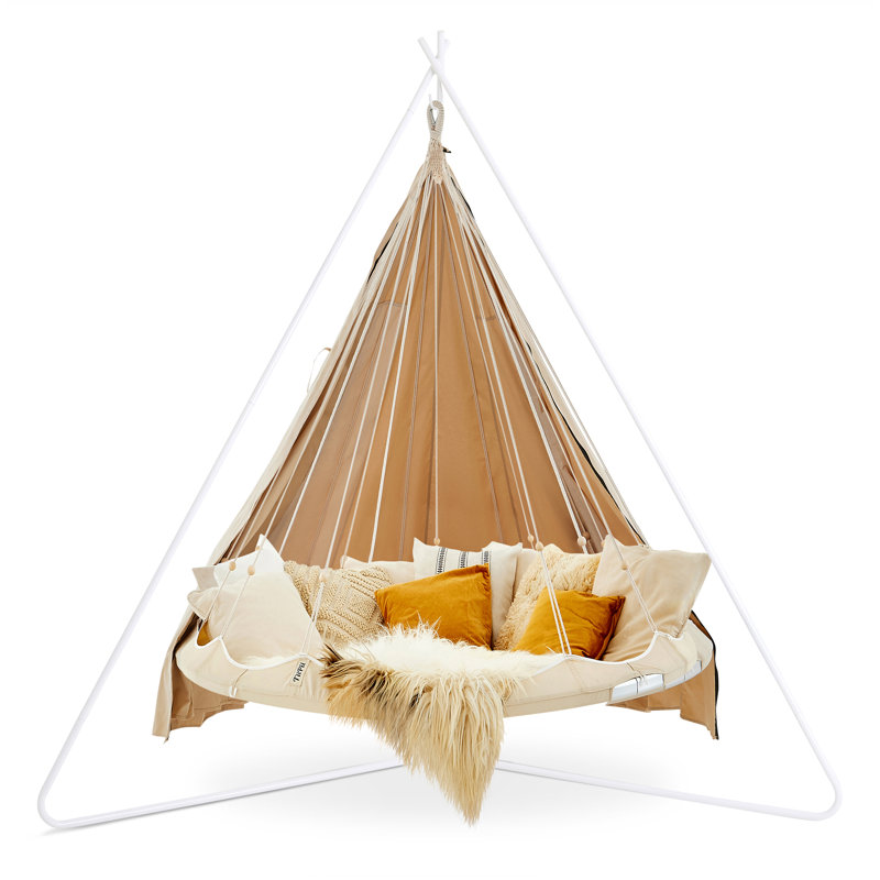 Balancelle de lit avec support et couverture d'extérieur Classic TiiPii, moyenne de 5 pi, Blanc naturel
