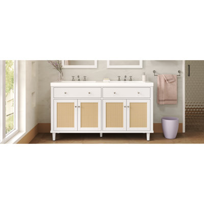 Double meuble-lavabo spacieux avec une construction durable en Smc pour un rangement moderne dans la salle de bain
