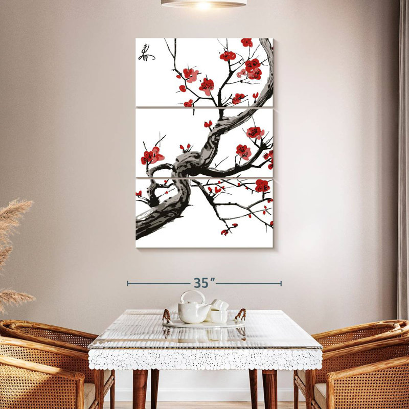 Harnek Red Cherry Blossoms, 50" H x 32" W