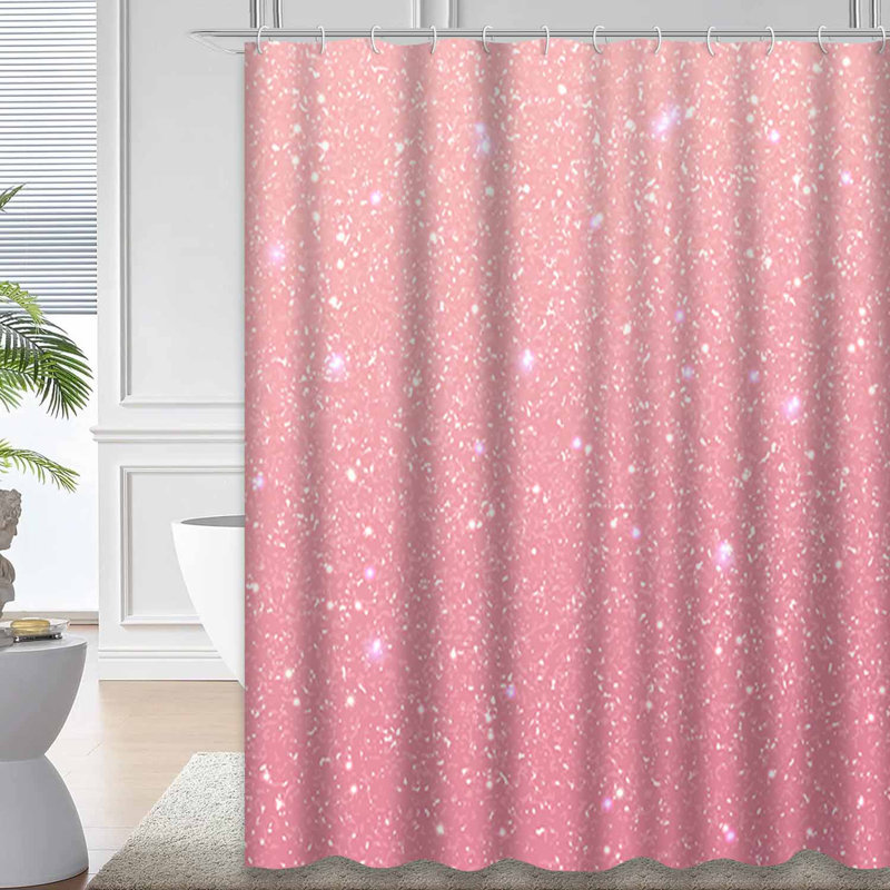 Rideau de douche rose avec 12 crochets, L 72 po x l 72 po