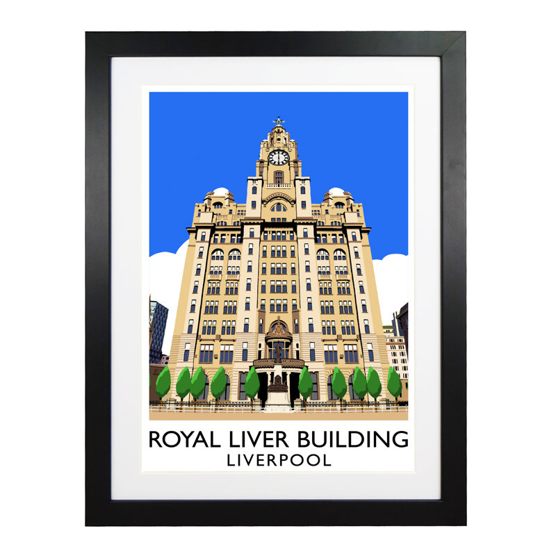 'Royal Liver Building' by Richard O'Neil - Print, Black Wood Frame, 43.5 cm H x 33.5 cm W x 2.2 cm D