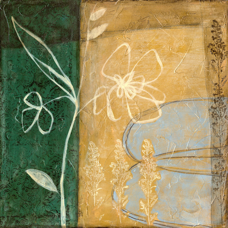 Small Pressed Wildflowers III by Jennifer Goldberger - Wrapped Canvas Art Prints, White; Brown; Blue Green; Grey