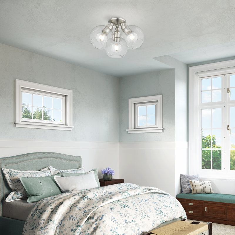 Foulkes Glass Semi Flush Mount, Brushed Nickel
