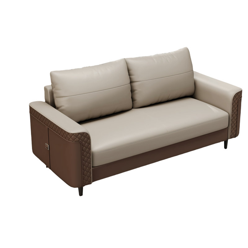 European style simple sofa, Faux Leather, 33.07" H x 58.27" W x 33.07" D