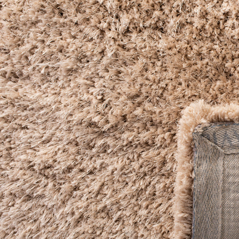 Tapis beige à poils longs fabriqué à la main Franklynn, Rectangle 5 pi x 8 pi