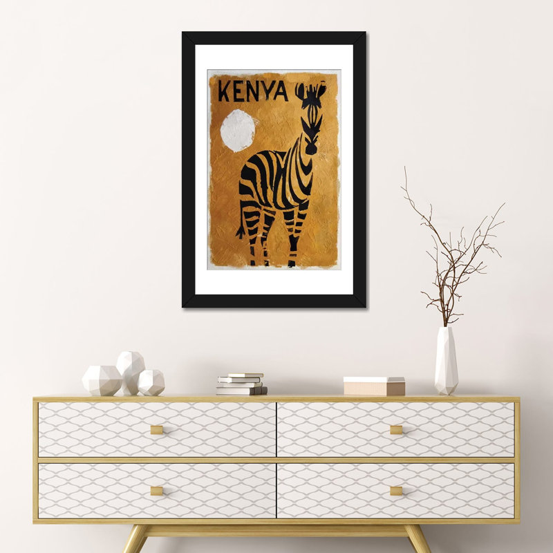 «Kenya», impression sur toile, H 24 po x l 16 po x P 1 po, Papier d'art encadré noir, Blanc