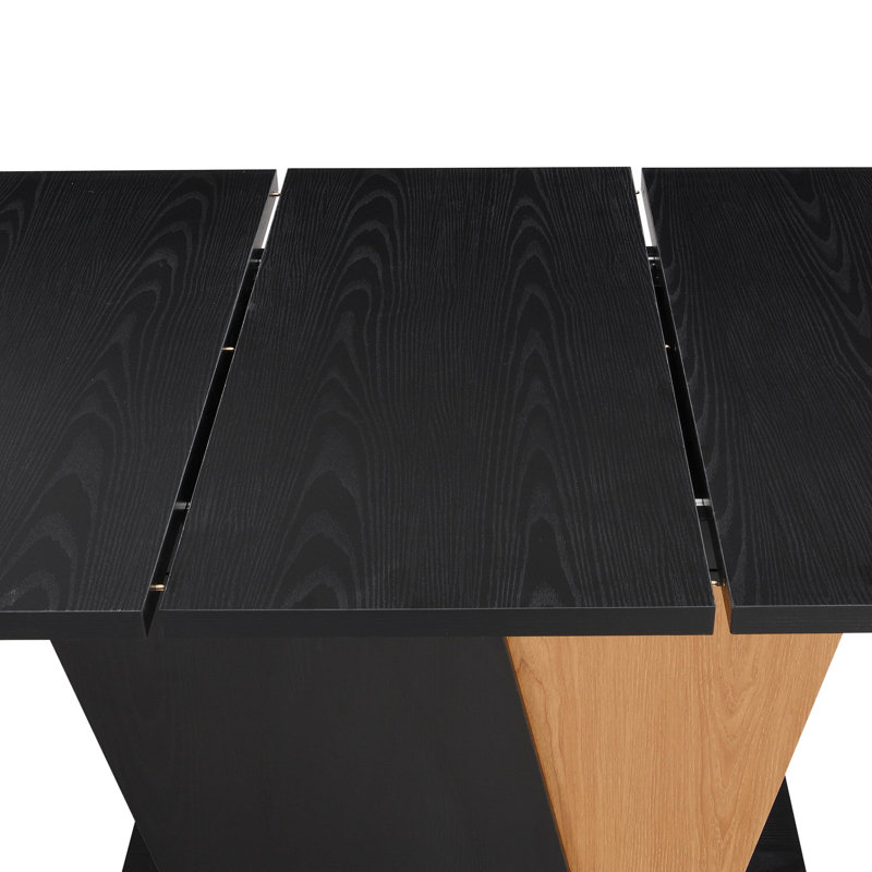 Table extensible 60,43 pouces moderne en bois avec rangement. Base en métal, plateau de table réglable pour le bureau et la maison. Fabrication, différentes occasions