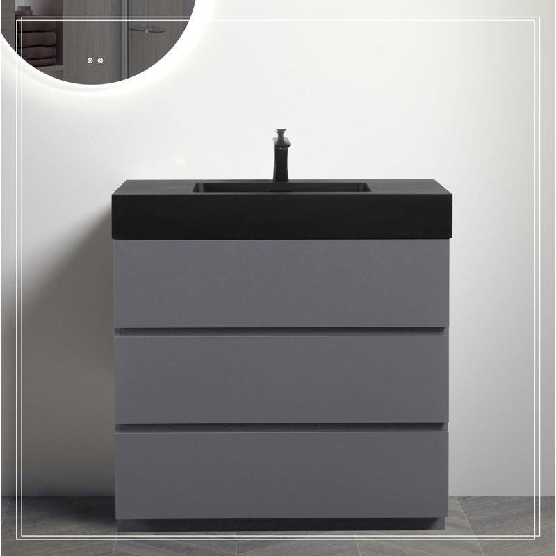 Meuble-lavabo autoportant avec grand lavabo et rangement
