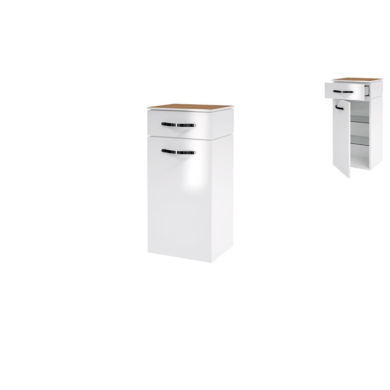 Arcisz Linen Cabinet, Left, Arctic White/Dubai Ebony