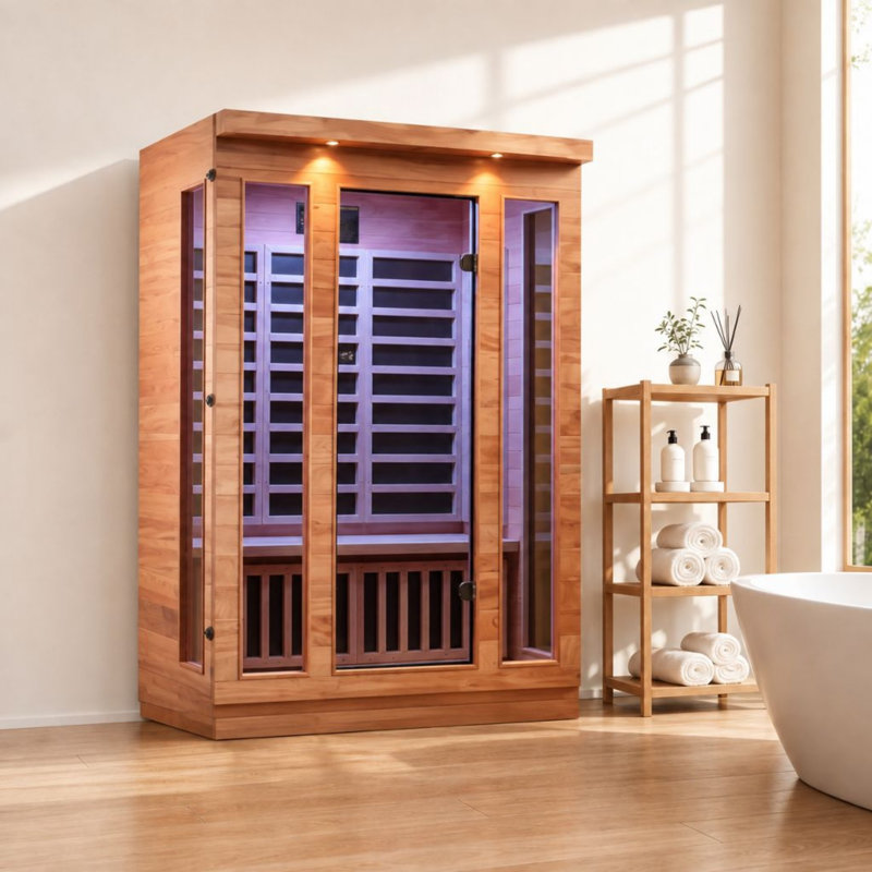 Hongyuan 3 Person Indoor Bluetooth 7 of Low EMF Heaters FAR Infrared Sauna In Okoume & Hemlock Wood Home Sauna