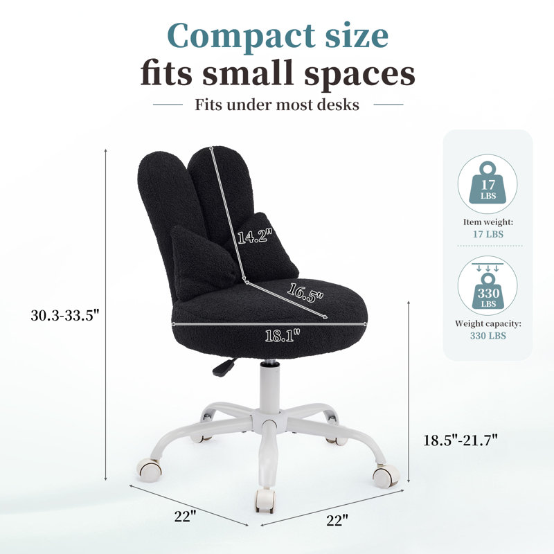 Fauteuil de bureau réglable en tissu, Black