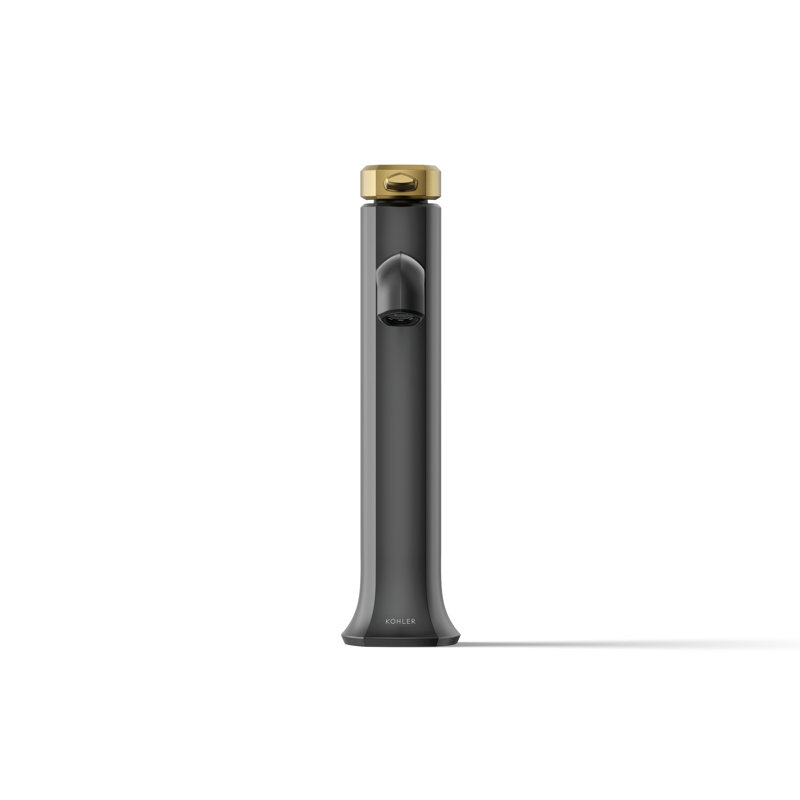 Occasion Tall Single-Handle Vessel Sink Bathroom Faucet with Drain Assembly, Matte Black/Modern Brass, 0.5 GPM 