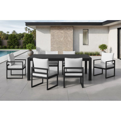 Gardea 7PC Standard Height Dining Set In Whistler Black-Table, Four Side Chairs & Two Arm Chairs