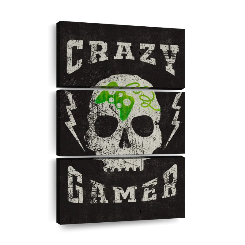 Crazy Gamer Sign, reproduction d'art sur toile, H 38 po x l 24 po x P 1,25 po