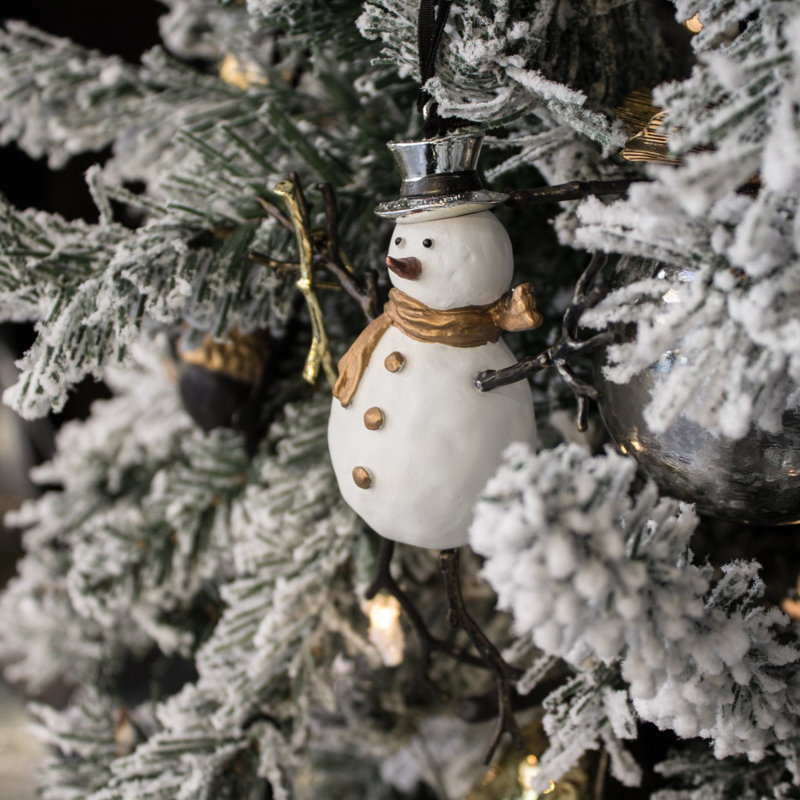 Snowman 5.5'' Handmade Ceramic / Porcelain Snowmen Hanging Figurine Ornament