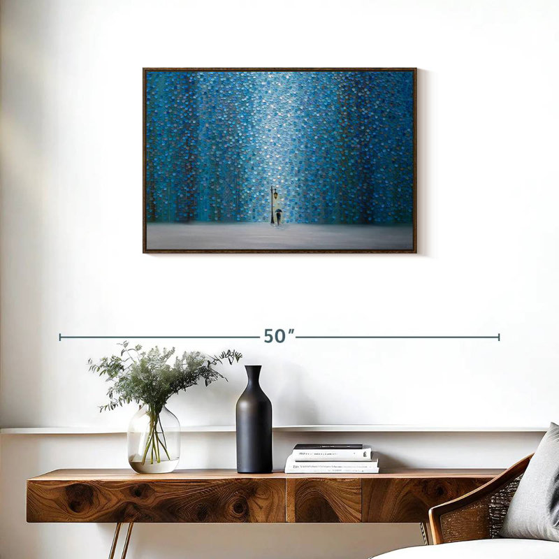 Pluie nocturne, Cadre flottant noyer, 31 po x 21 po