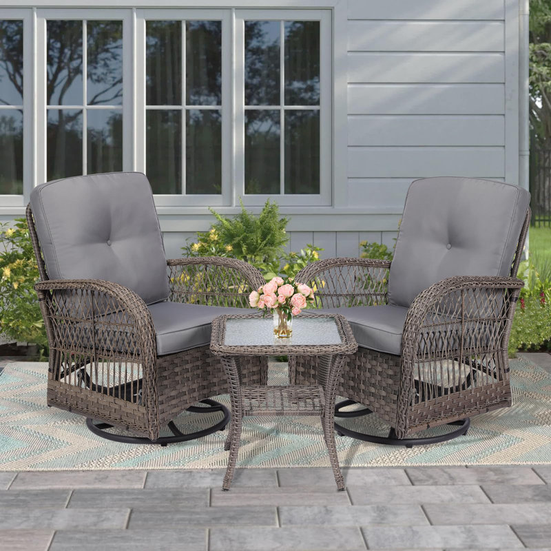 Vreeland 2 - Person Patio Conversation Set with Cushions, Gray, Gray