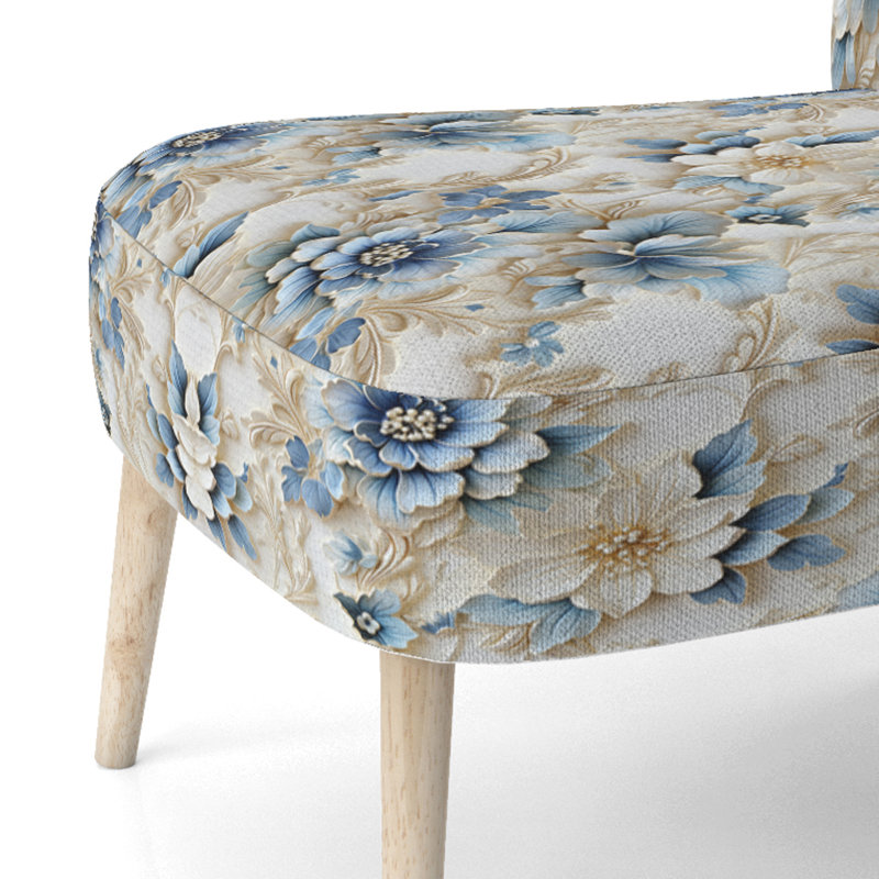 Fauteuil d'appoint rembourré blanc et bleu