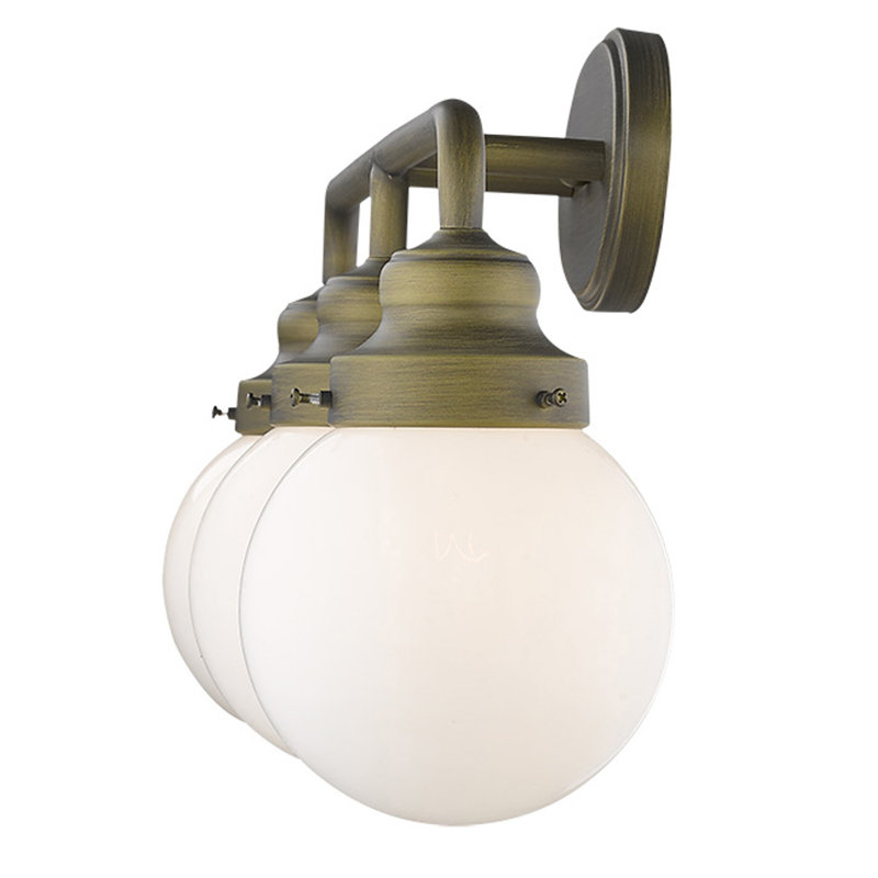 Éclairage pour meuble-lavabo 3 lumières Rabehi, Laiton brut, Opale