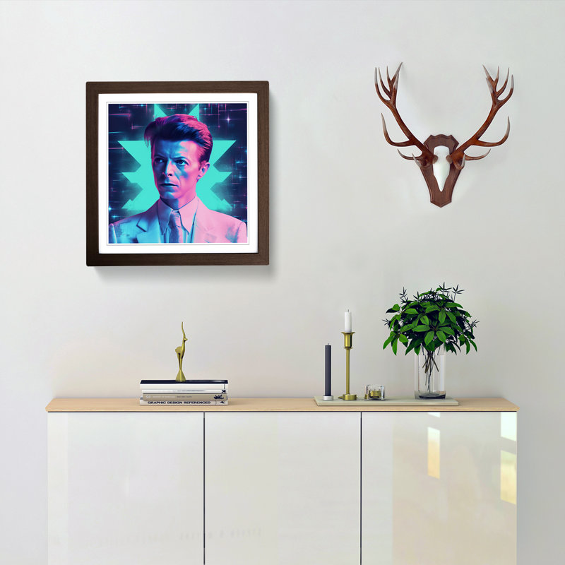 David Bowie Vaporwave - Framed Print, Walnut