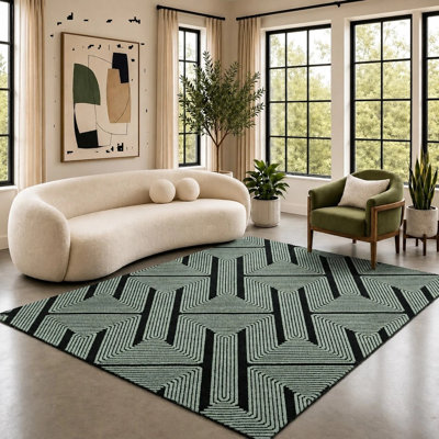 Geometric Flokati Area Rug
