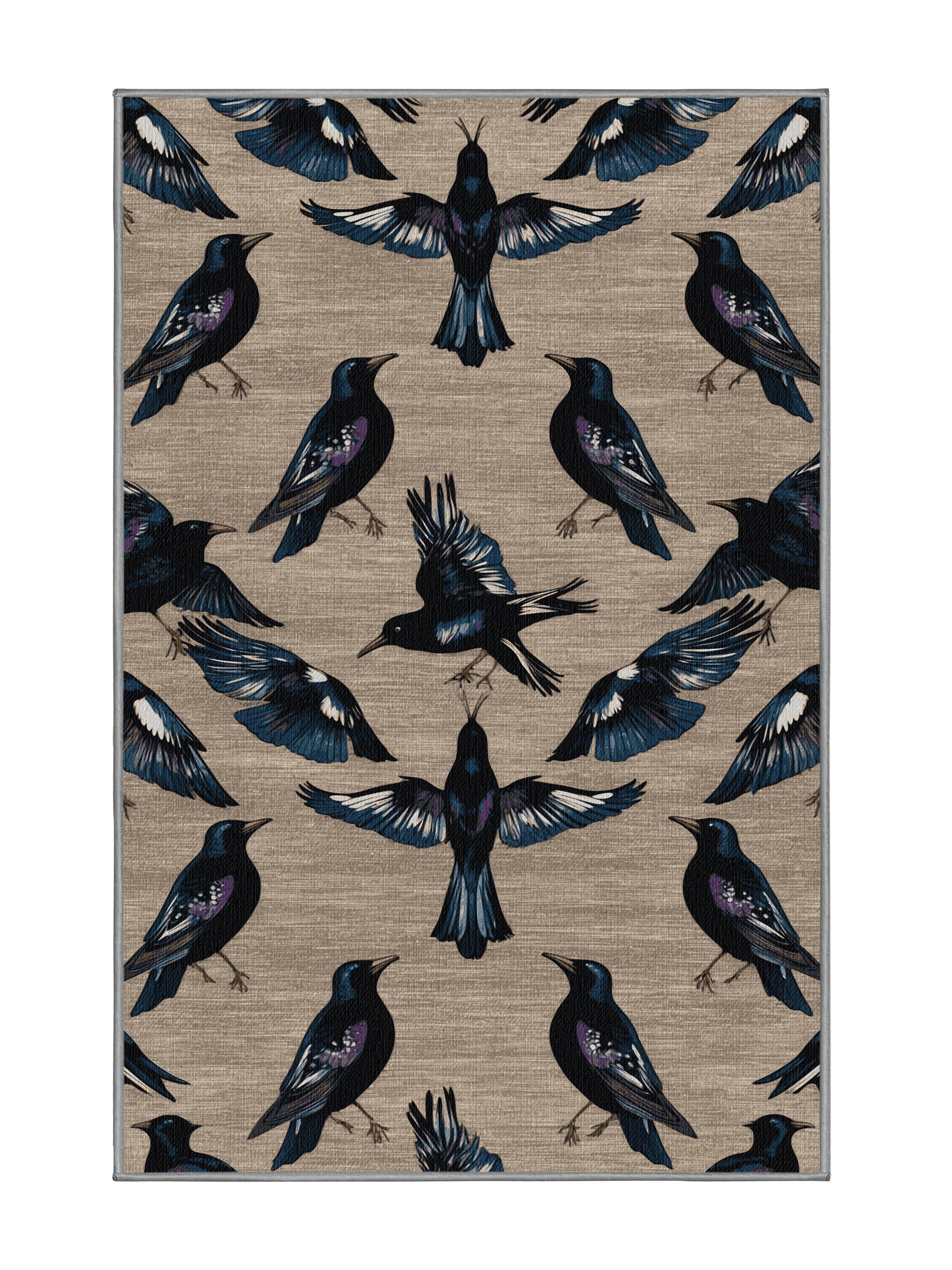 Foundry Select Washable European Starling Birds Area Rug | Wayfair