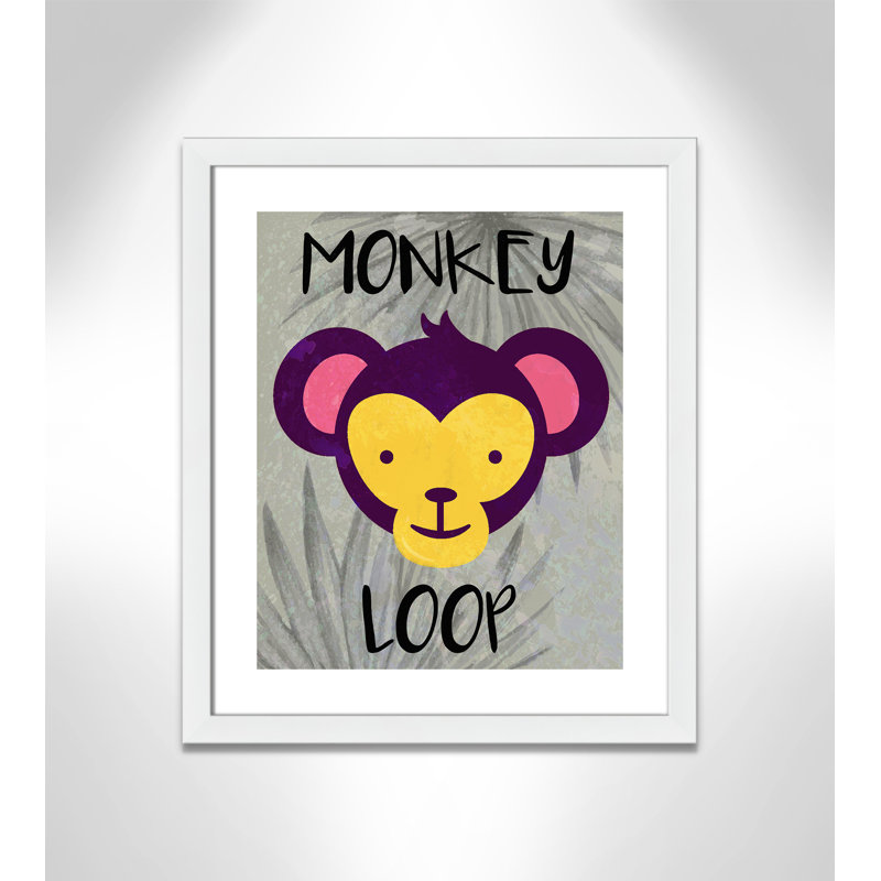 «Monkey Loop», impression sur papier, H 24,5 po x l 20,5 po x P 0,6 po, Encadré plat blanc