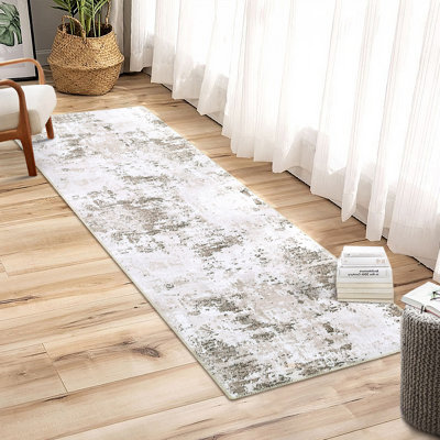 Tapis abstrait en polyester de couleur taupe Cottesmore