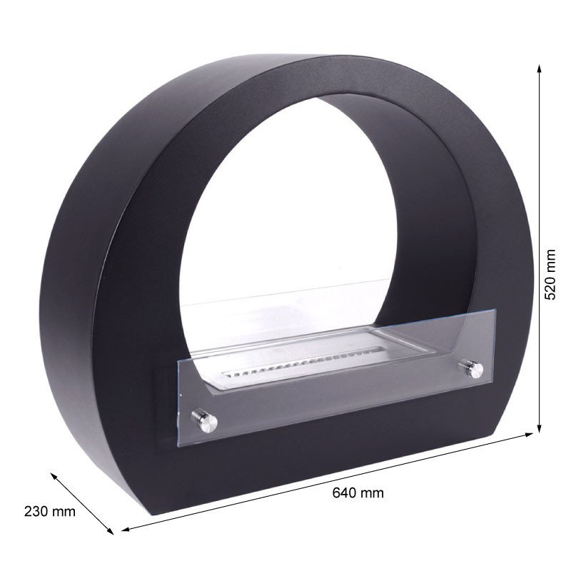 Noelia - Round Bio Fireplace - Black, Black
