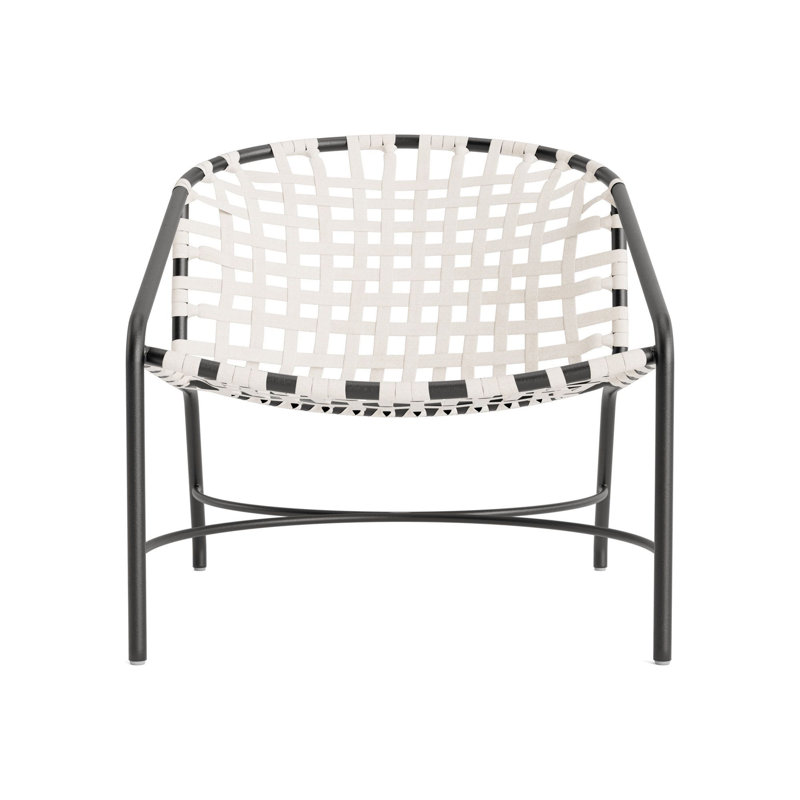Kantan Outdoor Lounge Chair, Textured Pewter/White Suncloth Lace