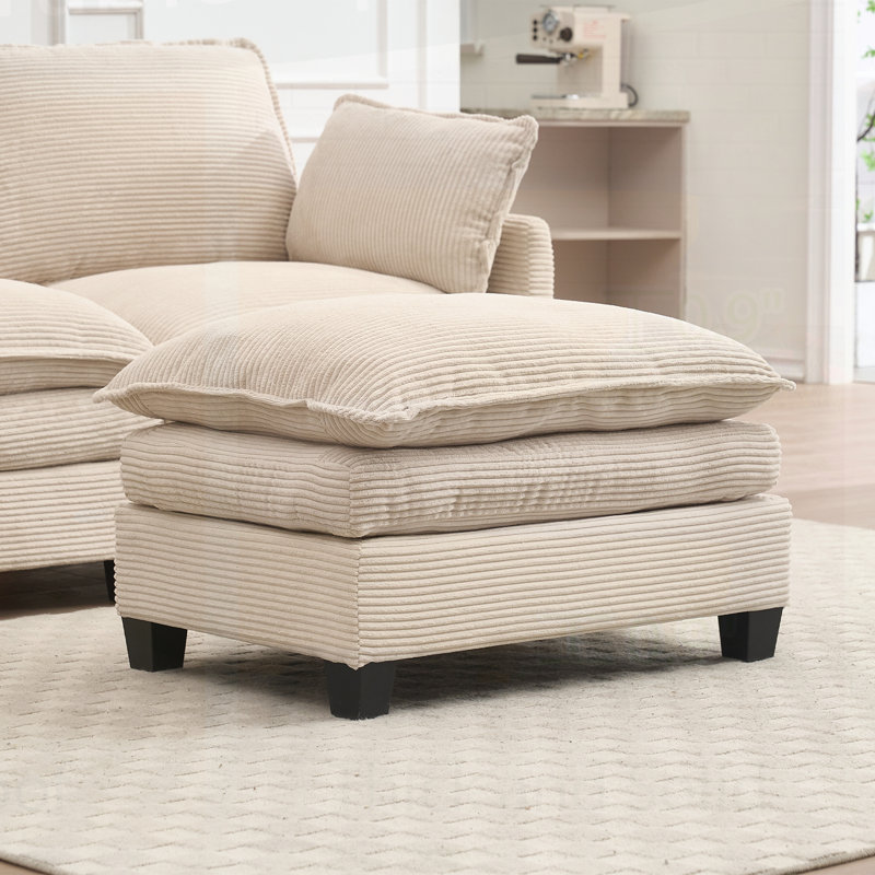 Modular Velvet U-Shaped Sofa with Ottoman and Lumbar Pillows, Deep Seating for Ultimate Comfort and Style, Beige