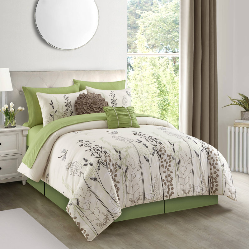 Ensemble d'édredon en microfibre 10 pièces Lioyd, Édredon très grand lit californien + 2 taies dé