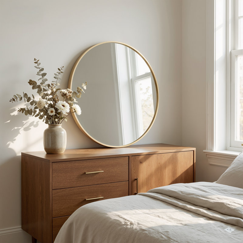 Miroir d'appoint 30 po HD, Doré, 30 po x 30 po