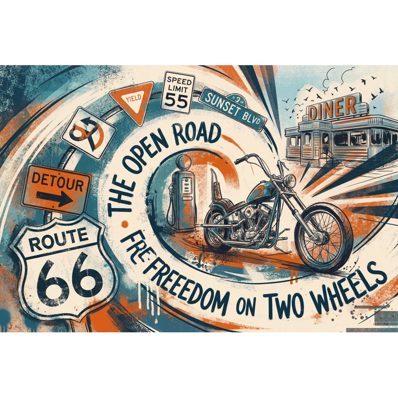Papier peint route 66, Peler et coller, 200 po x 120 po