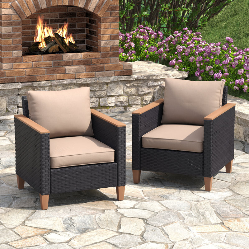 Ensemble de 2 fauteuils d'extérieur en rotin