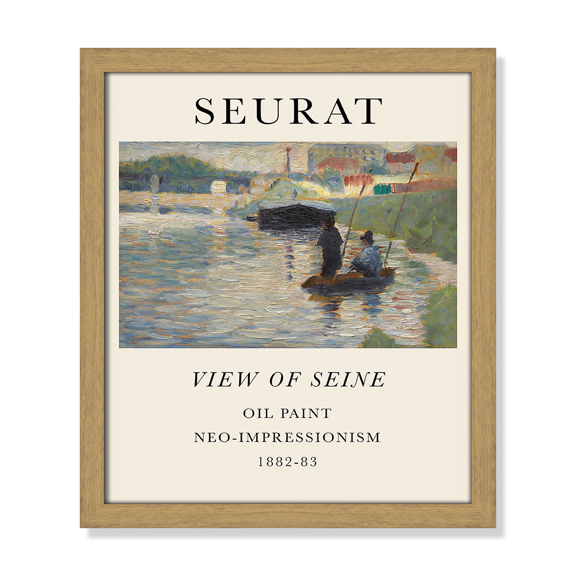 View Of Seine by Georges Seurat, Natural Single Picture Frame, 15" H x 13" W x 0.75" D, No