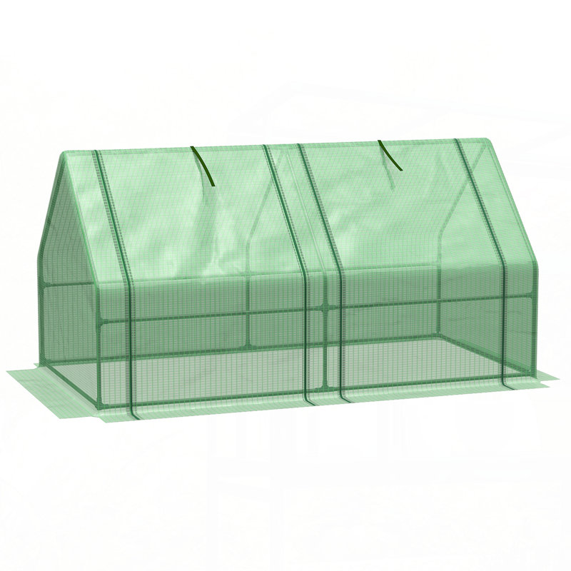 Outsunny 6' x 3' x 3' Portable Mini Greenhouse Outdoor Garden with Large Zipper Doors and Water/UV PE Cover, Green, Green