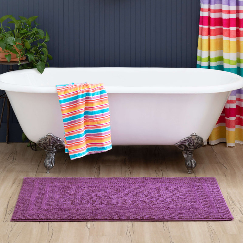 Kail Plush Stain/Fade Resistant Machine Washable Bath Mat, 27" W x 45" L, Fiesta Magenta