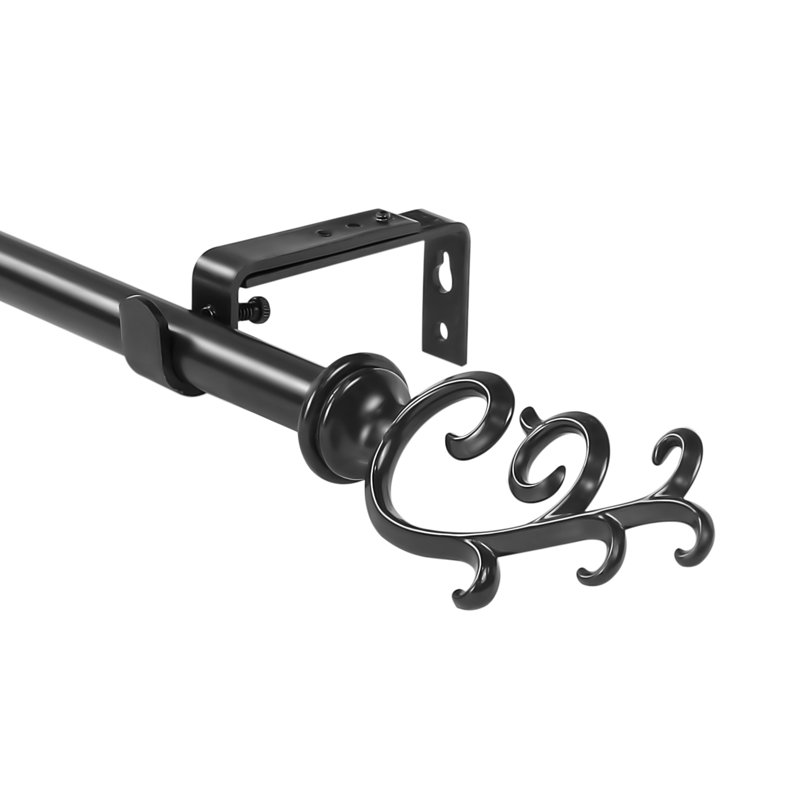 Tringle à rideaux simple Haigler, H 1 po x l 84 po x P 1 po, Noir