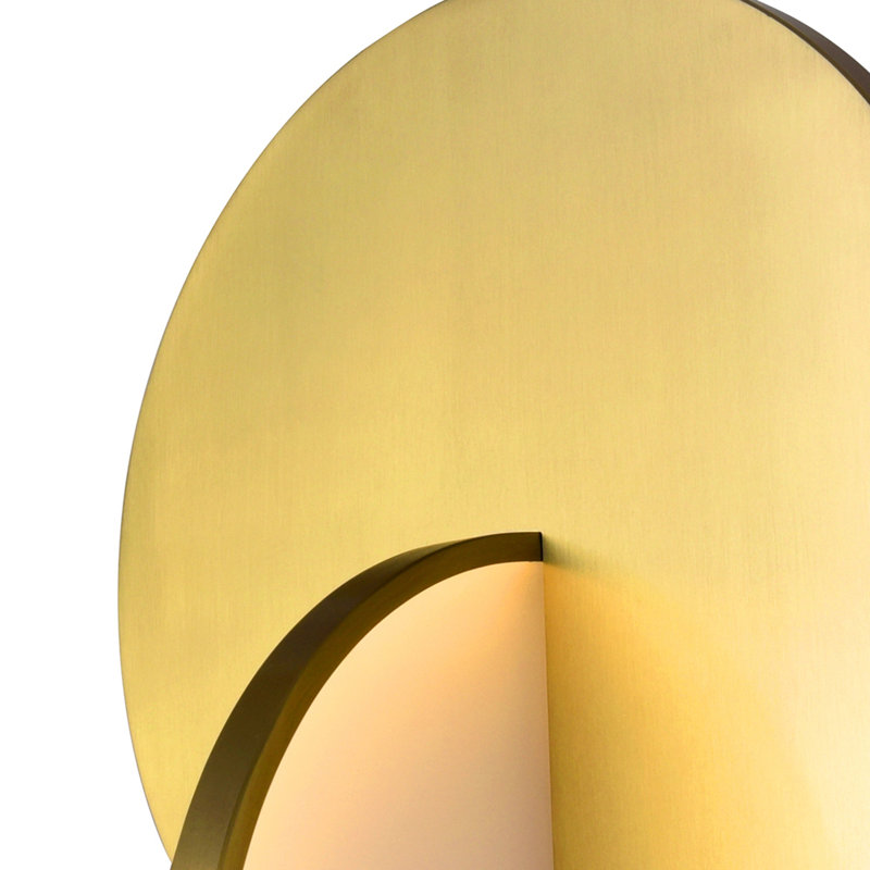 5 Light Integrated LED Pendant, 18-Inch Brushed Brass Finish – Modern Decorative Ceiling Light with Intersecting Disc Design